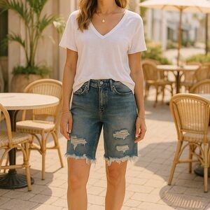 One Teaspoon Bermuda Distressed Denim Shorts Size 26 Cutoff Beach Casual